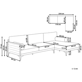 Beliani Gartensofa Grau, Heller Holzfarbton Schwarz, 150x254x77