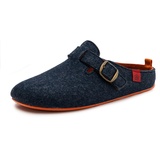Andrés Machado - Hausschuhe für Herren - Winter - VAL – Unisex Pantoffeln – Wolle und Filz – rutschfeste Gummisohle und herausnehmbares Fußbett - Blau Orange EU 47 - 47 EU