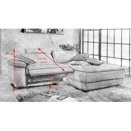 KAWOLA Ecksofa Lola Leder Recamiere rechts cognac