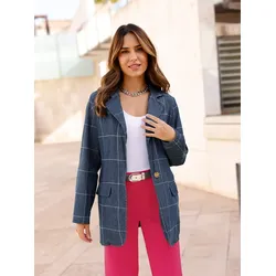 Jeansblazer CLASSIC BASICS "Jeans-Blazer", Damen, Gr. 54, blau (blau, stone, washed), 100% Baumwolle, Langarm, Blazer