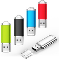 4GB USB Stick 5 Stück USB 2.0 Flash Laufwerke - Mini Metall Tragbar Bunt 4 GB Speicher Sticks - Datarm Mehrfarbig Datenspeicher USB 2.0 Flash Drive Günstig Pendrive (Blau,Schwarz,Silber,Rot,Grün)