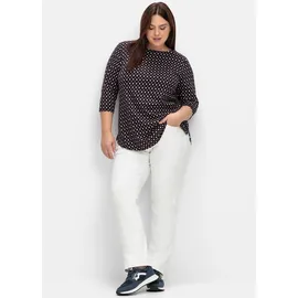 sheego 3/4-Arm-Shirt in tiefblau-gemustert | Gr.: 44-46