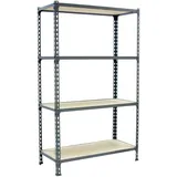 Proregal Schwerlastregal Mid Muli HxBxT 150 x 110 x 40 cm 4 Fachböden Fachlast 200 kg Verzinkt