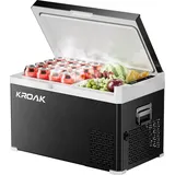 KROAK Elektrische Kühlbox Kompressor Gefrierbox bis -20 Grad, Auto Camping Kühlschrank, 12V/24V 100-240V - 30 Liter Ohne bluetooth Kühlbox - Schwarz