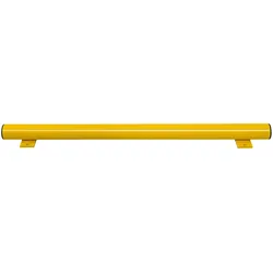 PROREGAL Unterfahrschutz Balken | Inkl. 2 Bodenplatten | HxBxØ 8,6x125x7,6cm | Kunststoffbeschichteter Stahl | Gelb