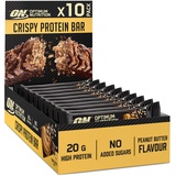 Optimum Nutrition Protein Bar, ohne Zuckerzusatz, Trainingssnack für Männer und Frauen, Erdnussbutter-Geschmack, 10 x 65g