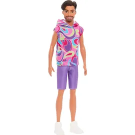 Mattel HRH26 Barbie Fashionistas Ken-Puppe brünett im Totally Hair Look