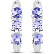 vira jewels Creolen Vira Jewels Silber 925 rhodiniert mit 6 Tansaniten weiß
