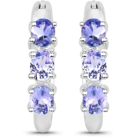 vira jewels Creolen Vira Jewels Silber 925 rhodiniert mit 6 Tansaniten weiß