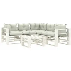vidaXL 6-tlg. Garten-Lounge-Set Paletten mit Beigen Kissen Holz
