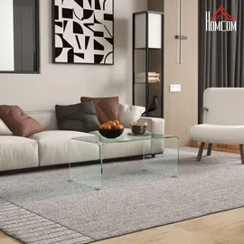 Homcom Couchtisch Transparent Glas 80 x 45 x 35 cm