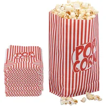 Relaxdays Popcorntüten 100er Set rot/weiß
