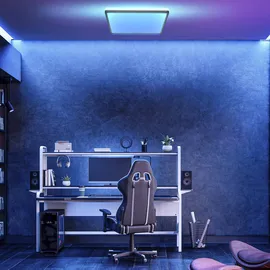B.K.Licht - LED Deckenlampe mit indirektem Licht, Fernbedienung, RGB+W schwarz