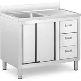 Royal Catering Spülenschrank - 1 Becken - - Edelstahl - 400 x 60 cm