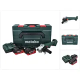 Metabo W 18 L 9-125 Quick Akku Winkelschleifer 18 V 125 mm + 2x Akku 5,5 Ah + Ladegerät + metaBOX