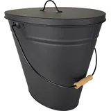 Kleining Ascheeimer oval mit Deckel 38 x 26 x 35 cm Schwarz