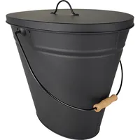 Kleining Ascheeimer oval mit Deckel 38 x 26 x 35 cm Schwarz