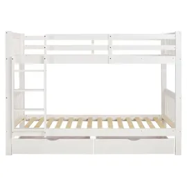 Homestyle4u Etagenbett 90 x 200 cm Kiefer massiv lackiert weiß