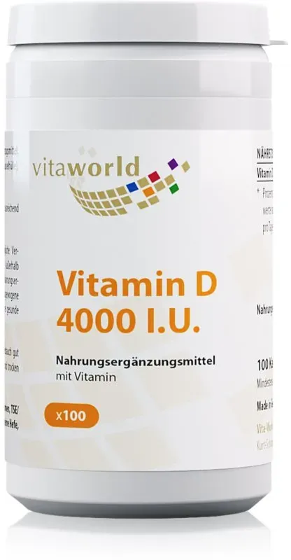 Vita World Vitamin D3 4000 IU Tabletten zur Förderung der Aufnahme von Kalzium und Phosphor 100 TABL