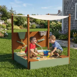 aiyaplay Holzsandkasten mit Dach grün/khaki