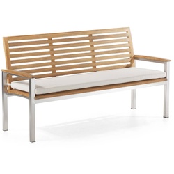 Gartenbank Madura, Edelstahl/Teak Holz Braun Teak