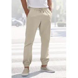 Jogger Pants JOHN DEVIN "Jogg Pants", Herren, Gr. L (52/54), N-Gr, beige, Web, Obermaterial: 97% Baumwolle, 3% Elasthan, unifarben, casual, bequem lang, Hosen, aus elastischer Baumwoll-Qualität