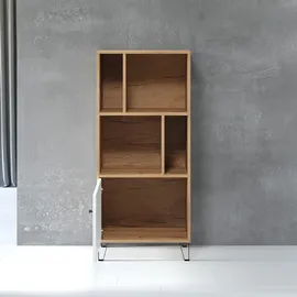 trendteam Bücherregal 63 x 136 x 40 cm Weiß/Eiche