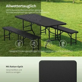 Woltu Bierzeltgarnitur Campingtisch & 2 Bierbank mit Tragegriffe Klappbar