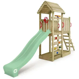 Wickey Spielturm JoyFlyer mit Rutsche, Kletterturm mit Sandkasten, Leiter & Spiel-Zubehör - pastellgrün