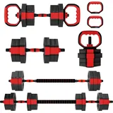 SPORTNOW 4-in-1 Hantelset Kurzhantel Set Kurzhanteln Langhanteln verstellbar 20 KG Hanteln Set Dumbbell mit Verbindungsrohr Sternverschlüsse Kurzhantelset für Krafttraining Zuhause   Aosom