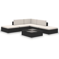 Yolola Lounge Gartenmöbel Set Rattan 6-TLG. LoungeSet Rattan Gartenmöbel Set Loungemöbel Terrasse Gartenlounge Outdoor Lounge Gartenmöbel Rattan Balkonmöbel Schwarz und Weiß