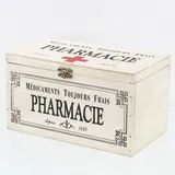 Dekoleidenschaft Holzkiste "Pharmacie" im Shabby Look, weiß, Erste Hilfe Holzbox, Hausapotheke