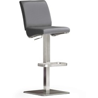 Robas Lund Barhocker Grau mit Lehne Barstuhl drehbar 180 Grad, Hocker höhenverstellbar, PU DI.AZ