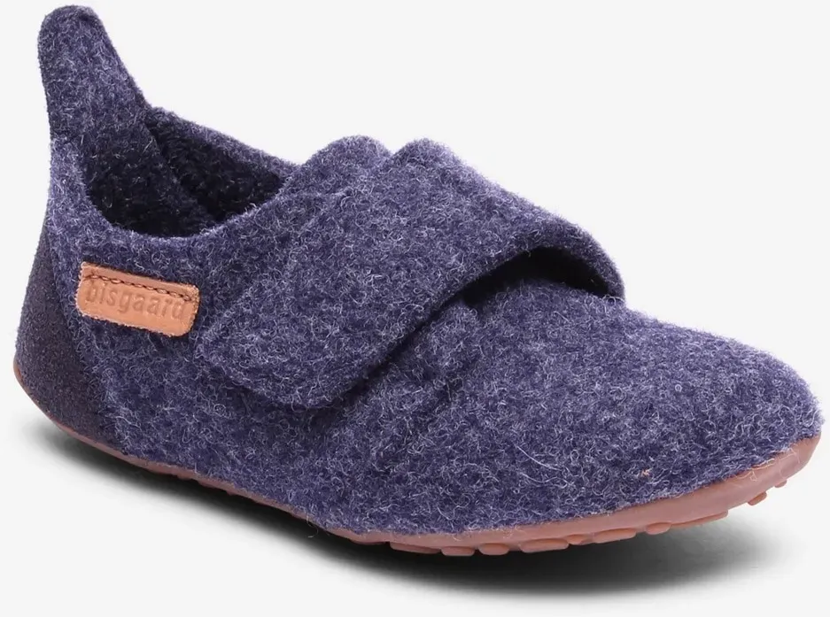 Hausschuh BISGAARD "Bisgaard Casual Wool" Gr. 23, blau (dunkelblau) Kinder Schuhe Schlupfschuh, Klettschuh mit Lammwolle gefüttert