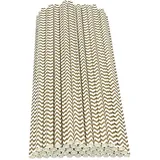 Haobase 50 Stück Papier Trinkhalme, biologisch abbaubare Papier Strohhalme für das Trinken von Cocktail, Kaffee, kalte Getränke (Ripples Muster) (Brown Ripples)