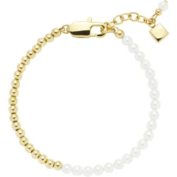 Armband LEONARDO "Lucinda, 024330", gold (gelbgoldfarben, weiß), Armbänder, Damen, Edelstahl-Perlen, Edelstahl, Perlen, mit Perle (imitiert)