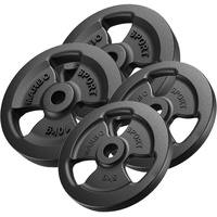 Tri-Grip Guss Hantelscheiben-Set Gewichte mit ø30/31 mm Bohrung | Set 30 kg / 2 x 10 kg + 2 x 5 kg - Marbo Sport