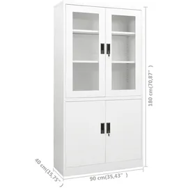 vidaXL Aktenschrank 90 x 40 x 180 cm Weiß