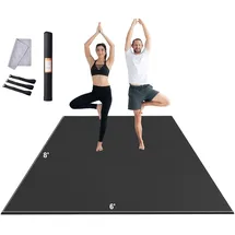 Vevor Trainingsmatte, rutschfeste, hochdichte Premium-Yogamatte, Trainings-Yogamatte für Männer und Frauen, Fitness- und Trainingsmatte mit Tasche und Tragegurt, für alle Arten von Heim-Yoga, Pilates und Bodentraining (2,4 x 1,8 m)