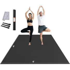 Vevor Trainingsmatte, rutschfeste, hochdichte Premium-Yogamatte, Trainings-Yogamatte für Männer und Frauen, Fitness- und Trainingsmatte mit Tasche und Tragegurt, für alle Arten von Heim-Yoga, Pilates und Bodentraining (2,4 x 1,8 m)
