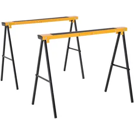DURHAND 2er-Set Arbeitsbock Sägepferd Klappbar Unterstellbock rutschfest Metall Gelb 99,5 x 50 x 76 cm