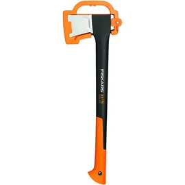 Fiskars Spaltaxt, Inklusive Klingen-/Transportschutz, Länge: 60 cm, Antihaftbeschichtet, Hochwertige Stahl-Klinge/Glasfaserverstärkter Kunststoff-Stiel, Schwarz/Orange, X17–M, 1,53 kg, 1015641