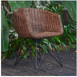 Casa Moro Stuhl Rattan-Sessel Paris braun mit Armlehne aus Naturrattan handgeflochten (Korb-Stuhl Korb-Sessel Rattanstuhl, Vintage Retro-Stuhl), Handmade, IDSB63 braun