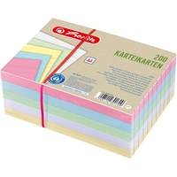 Herlitz Karteikarten A6 liniert farbig sortiert, 200 Blatt, 5er-Set (50041145)