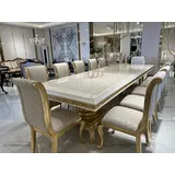 Casa Padrino Luxus Barock Esstisch Creme / Weiß / Gold 250 cm - Barock Möbel - Creme/Weiß/Gold