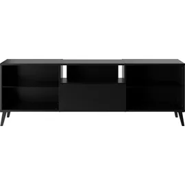 FMD Dark TV-Board 153,5 cm Schwarz Glas/Holz/Kunststoff/Metall/Holzwerkstoff