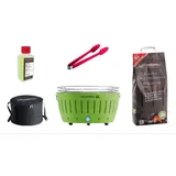 Lotusgrill XL Starter-Set 1x XL Grill Anthrazitgrau mit USB-Anschluß, 1x Buchenholzkohle 2,5 kg, 1x Brennpaste 200ml, 1x Zange, 1x Transport-Tragetasc