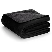 Restilo Tagesdecke 220x240 cm Schwarz Bettüberwürf zweiseitig Steppung Velvet
