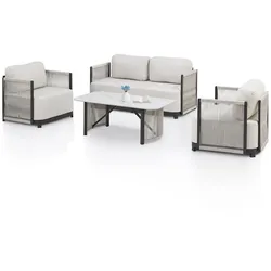Juskys Premium Outdoor Lounge Curacao - Gartenmöbel Set modern, wasserabweisendes Olefin, wetterfest