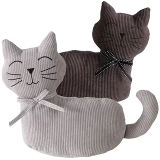 Topanbieter999 Türstopper Tiere in verschiedenen Ausführungen (2er Set), Katze dunkelbraun und hellgrau